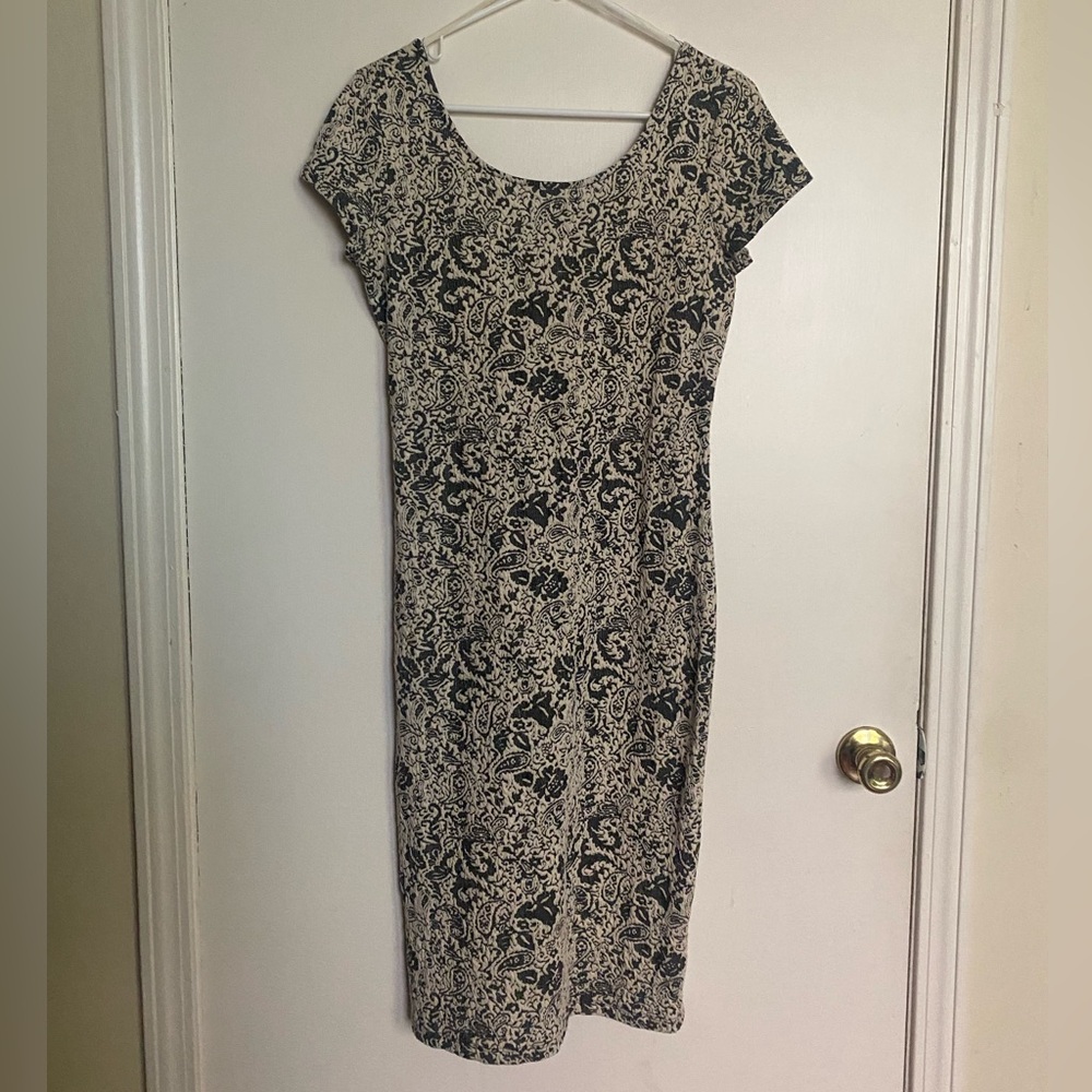 Vintage Grey and White Midi Dress